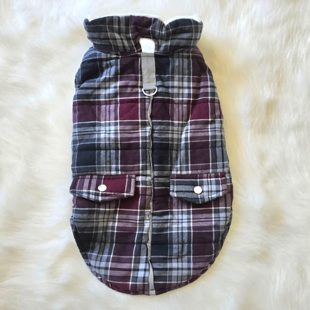 Barkley & Finn Reflective Plaid Dog Coat Medium